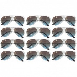 Aviator 12 Pirs Wholesale Classic Aviator Style Sunglasses Colored Metal Colored Lens - 12_pairs_silver_frame_brown-blue - CA...