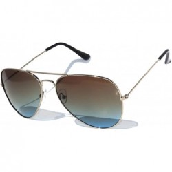Aviator 12 Pirs Wholesale Classic Aviator Style Sunglasses Colored Metal Colored Lens - 12_pairs_silver_frame_brown-blue - CA...