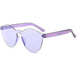 Round Unisex Fashion Candy Colors Round Sunglasses Outdoor UV Protection Sunglasses - Light Purple - CZ190R4TQEH $31.53