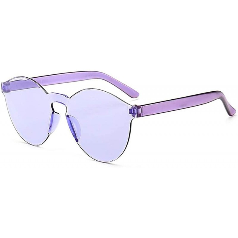 Round Unisex Fashion Candy Colors Round Sunglasses Outdoor UV Protection Sunglasses - Light Purple - CZ190R4TQEH $13.45