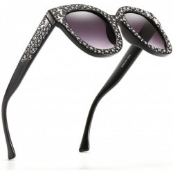 Round Oversized Sunglasses for Women Square Thick Frame Bling Bling Rhinestone Novelty Shades - C018H4Z3Y9T $11.45