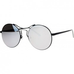 Rimless Almost Rimless Fashion Sunglasses Round Circle Flat Mirror Lens UV 400 - Black - C218958MCL8 $14.58