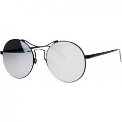 Rimless Almost Rimless Fashion Sunglasses Round Circle Flat Mirror Lens UV 400 - Black - C218958MCL8 $14.58
