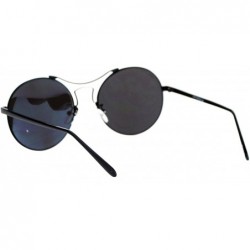 Rimless Almost Rimless Fashion Sunglasses Round Circle Flat Mirror Lens UV 400 - Black - C218958MCL8 $14.58