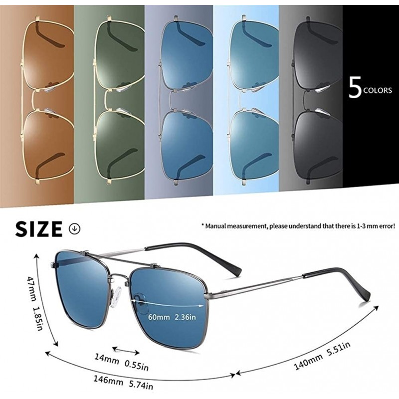 Square Polarized Sunglasses for Men Metal Frame Anti-Glare Driving ...
