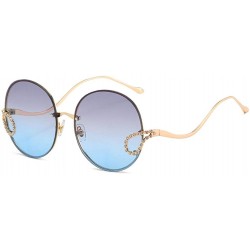 Rimless Oversized Gradient Fashion Sunglasses Protection - Gray Gradient Blue Lenses - C7199RK3X2N $21.06