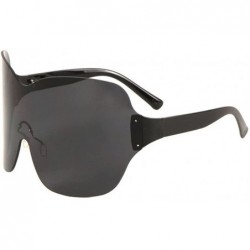 Rimless Oslo Rimless Oversized One Piece Shield Sunglasses - Black Transparent Frame - CC18CXZMKQZ $7.86