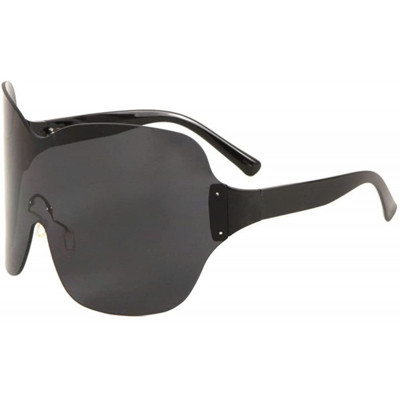 Rimless Oslo Rimless Oversized One Piece Shield Sunglasses - Black Transparent Frame - CC18CXZMKQZ $7.86