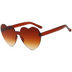 Rimless Heart Oversized Rimless Sunglasses One Piece Heart Shape Eyewear Colored Sunglasses for Women - Tea-2 - CN18ZCTRT09 $...