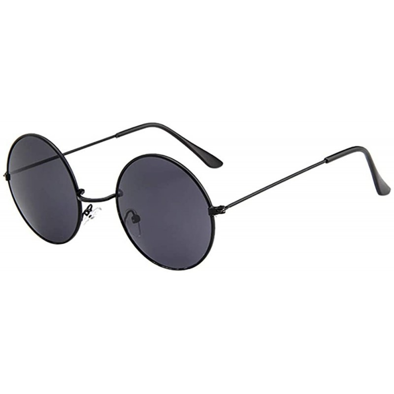 Oversized Women Men Vintage Casual Sun Glasses Unisex Driving Round Metal Frame Sunglasses Eyewear - H - CU18SQRA8S2 $8.93