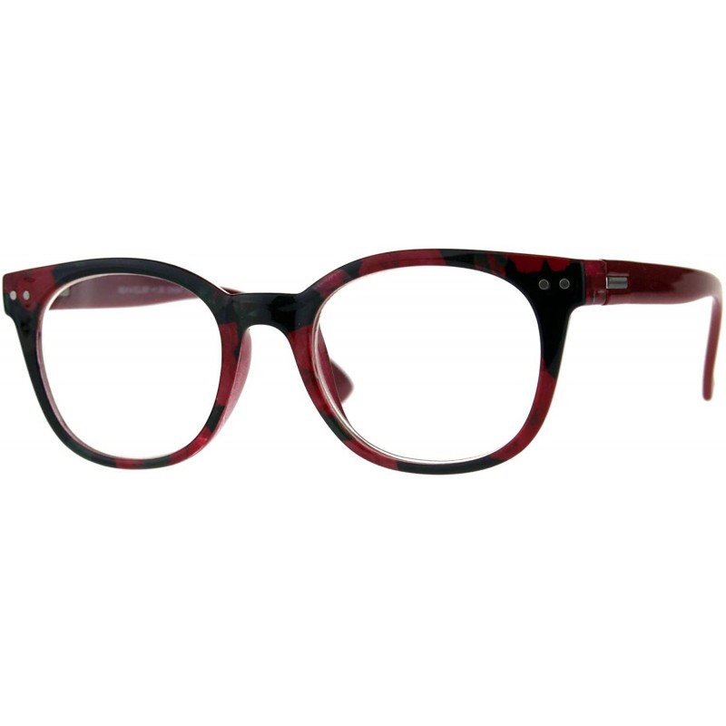 Rectangular Womens Flower Print Plastic Horn Rim Reading Glasses - Red Black - CZ18D94TN89 $9.06