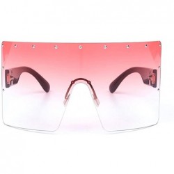 Wrap Oversized Gradient Sunglasses Crystal Rimless - Pink - CW18S5DZR4A $14.92