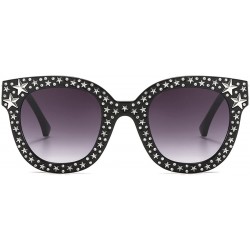 Round Oversized Sunglasses for Women Square Thick Frame Bling Bling Rhinestone Novelty Shades - C018H4Z3Y9T $11.45