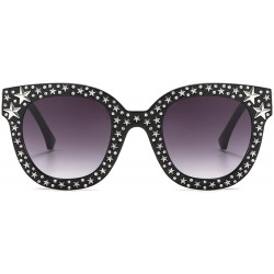 Round Oversized Sunglasses for Women Square Thick Frame Bling Bling Rhinestone Novelty Shades - C018H4Z3Y9T $11.45