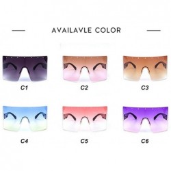 Wrap Oversized Gradient Sunglasses Crystal Rimless - Pink - CW18S5DZR4A $14.92