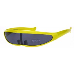 Shield Cyclops Robot Costume Sunglasses Party Rave Futuristic Shades UV 400 - Yellow - CJ18HA99UOG $18.04