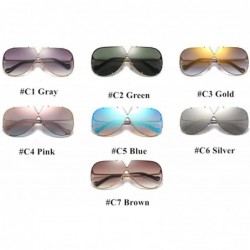 Square Luxury Rivet Pilot Sunglasses Women Men 2018 Oversized One Piece Sunglass Metal Big Frame Shades UV400 Oculos - CP198A...