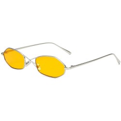 Square Vintage Brand Small Metal Frame Women Square Punk Sunglasses uv400 - Yellow - CU18NECN8MN $12.64