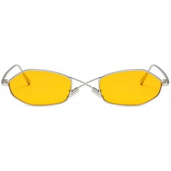 Square Vintage Brand Small Metal Frame Women Square Punk Sunglasses uv400 - Yellow - CU18NECN8MN $12.64