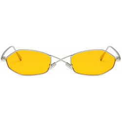 Square Vintage Brand Small Metal Frame Women Square Punk Sunglasses uv400 - Yellow - CU18NECN8MN $12.64