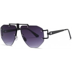 Oversized Oversized Rimless Sunglasses For Women Irregular Alloy Unique Frames Shades UV400 - C1 - C01900NCO3G $18.24