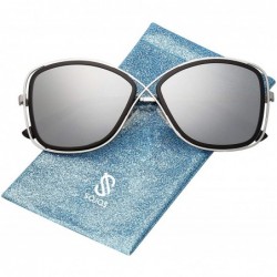 Oversized Polarized Oversized Womens Sunglasses Metal Frame Mirrored Lens QUEEN SJ1099 - CA18Q575I3R $14.73