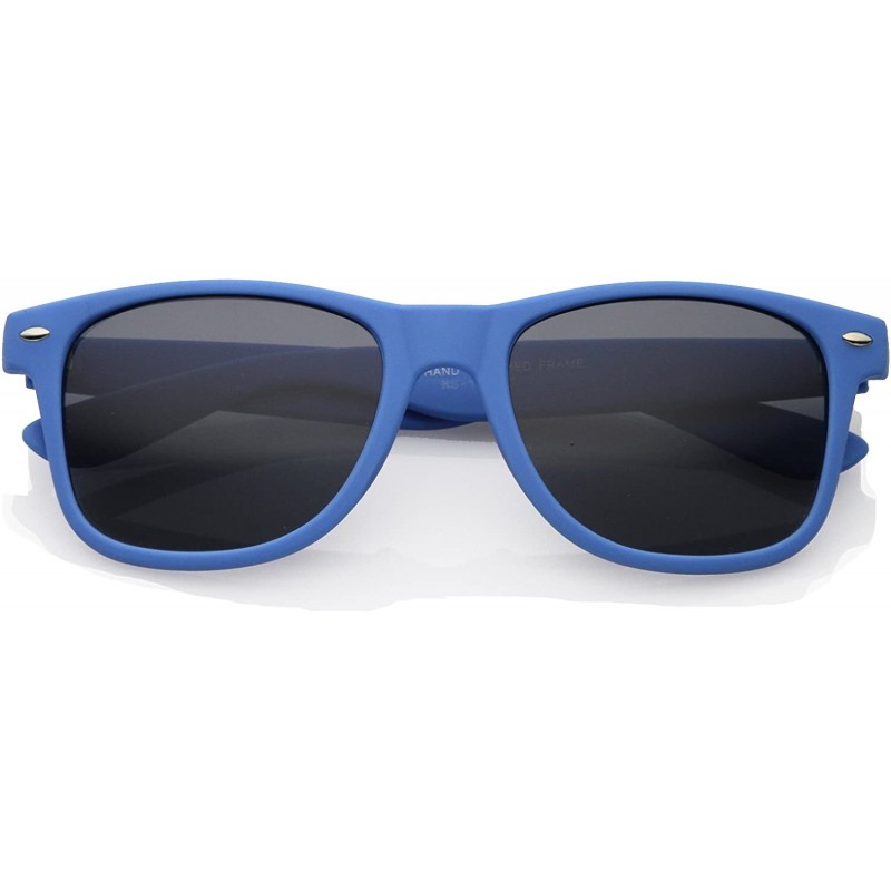 Wayfarer Rubber Finish Matte Finish Colorful Classic Horn Rimmed Sunglasses (Blue) - CJ11MV6CM6D $9.88