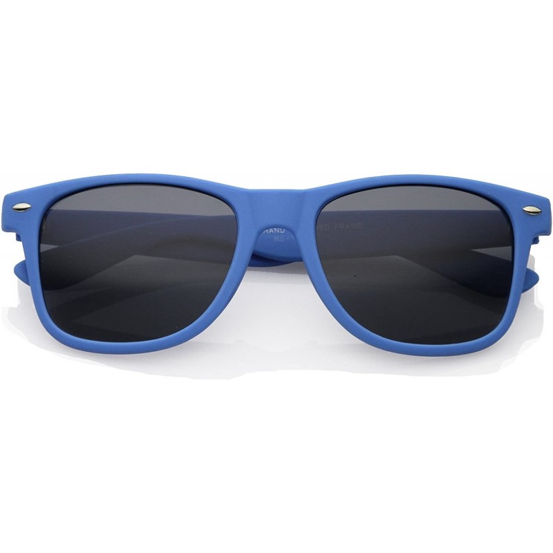 Wayfarer Rubber Finish Matte Finish Colorful Classic Horn Rimmed Sunglasses (Blue) - CJ11MV6CM6D $9.88