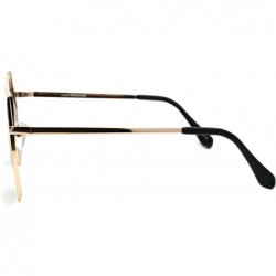 Oversized Womens Metal Rim Cat Eye Tip Rectangular Retro Sunglasses - Gold Black - CA18UW06Q8Q $15.23