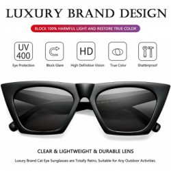 Aviator Women's Square Cat Eye Sunglasses Vintage Cateye Frame UV400 Protection Lens - A1 Black/Grey - C718TDOZ9OS $11.61