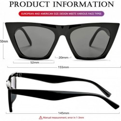 Aviator Women's Square Cat Eye Sunglasses Vintage Cateye Frame UV400 Protection Lens - A1 Black/Grey - C718TDOZ9OS $11.61