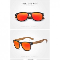 Square Genuine Zebra wood sunglasses square men polarized UV400 - Red - CH18ZY8UT9K $26.70