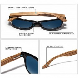 Square Genuine Zebra wood sunglasses square men polarized UV400 - Red - CH18ZY8UT9K $26.70