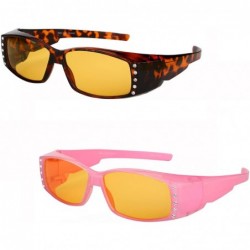 Sport 2 Pair of Night Driving Polarized Sunglasses that Fit Over Prescription Glasses - Tortoise/Pink - CJ1885ZRENZ $35.01