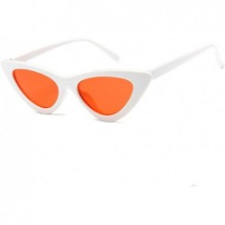Cat Eye Women Fashion Triangle Cat Eye Sunglasses with Case UV400 Protection Beach - White Frame/Redlens - CQ18WNWRX6W $39.56