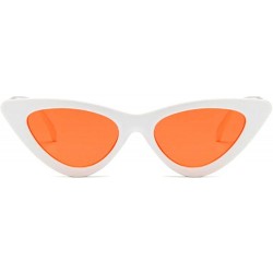 Cat Eye Women Fashion Triangle Cat Eye Sunglasses with Case UV400 Protection Beach - White Frame/Redlens - CQ18WNWRX6W $22.61