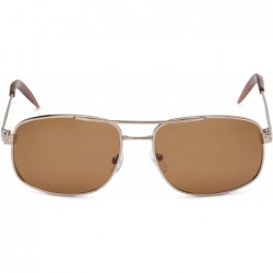 Aviator Sunglass Warehouse Bern- Polarized Plastic Aviator Men's Full Frame Sunglasses - Gold Frame With Amber Lenses - CY12O...