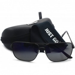 Sport Classic Rectangle Aviator Sunglasses Polarized 100% UV protection - Black Frame Mirror Grey - C7128EAWEPR $34.46