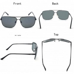 Sport Classic Rectangle Aviator Sunglasses Polarized 100% UV protection - Black Frame Mirror Grey - C7128EAWEPR $19.15