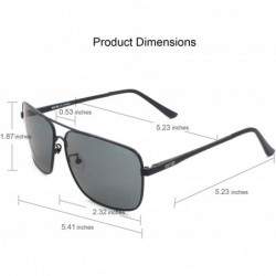 Sport Classic Rectangle Aviator Sunglasses Polarized 100% UV protection - Black Frame Mirror Grey - C7128EAWEPR $19.15