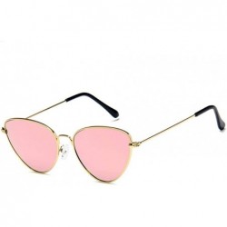 Cat Eye Women Fashion Triangle Cat Eye Sunglasses with Case UV400 Protection Beach - Gold Frame/Pink Mercury Lens - C018WO3YC...