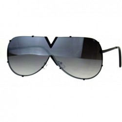 Shield Luxury Fashion Color Mirror Shield Pilots Rimless Retro Sunglasses - Black Mirror - CE187KYN0TK $13.49