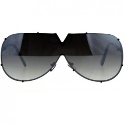 Shield Luxury Fashion Color Mirror Shield Pilots Rimless Retro Sunglasses - Black Mirror - CE187KYN0TK $13.49