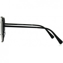 Shield Luxury Fashion Color Mirror Shield Pilots Rimless Retro Sunglasses - Black Mirror - CE187KYN0TK $13.49