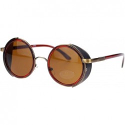 Round Mens Steam Punk Side Visor Circle Lens Vintage Goggle Style Sunglasses - Brown Copper - CC11AL28L3B $23.44