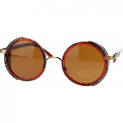 Round Mens Steam Punk Side Visor Circle Lens Vintage Goggle Style Sunglasses - Brown Copper - CC11AL28L3B $14.57