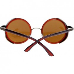 Round Mens Steam Punk Side Visor Circle Lens Vintage Goggle Style Sunglasses - Brown Copper - CC11AL28L3B $14.57