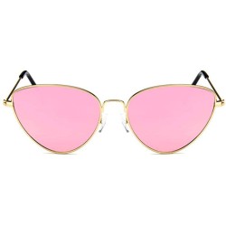 Cat Eye Women Fashion Triangle Cat Eye Sunglasses with Case UV400 Protection Beach - Gold Frame/Pink Mercury Lens - C018WO3YC...