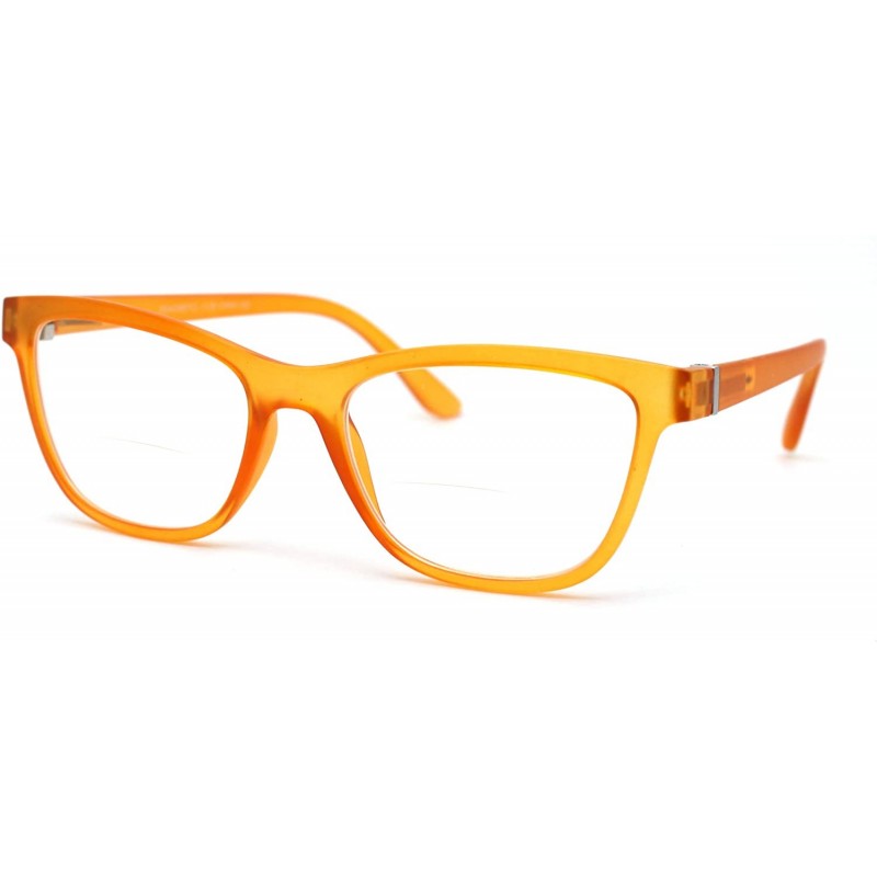 Rectangular Womens Horn Rim Rectangular Bi-focal Reading Glasses - Orange - CT193XORELC $10.59