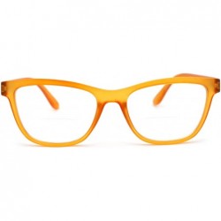 Rectangular Womens Horn Rim Rectangular Bi-focal Reading Glasses - Orange - CT193XORELC $10.59